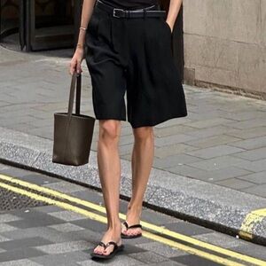 ETRO 💯 Flax Linen Bermuda Shorts BLACK Cuffed Made in 🇮🇹 SZ: 6 (42 EU🇪🇺)